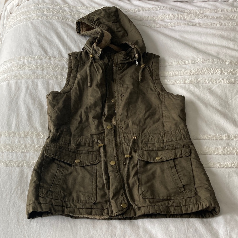 YMI Hooded Fur Lined Utility Vest